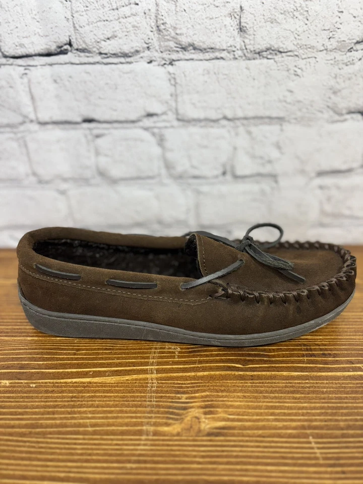 Zapatillas de mocasín Minnetonka para hombre talla 8 marrón forradas con suela dura 41322 cálidas Foto 1 de 4
