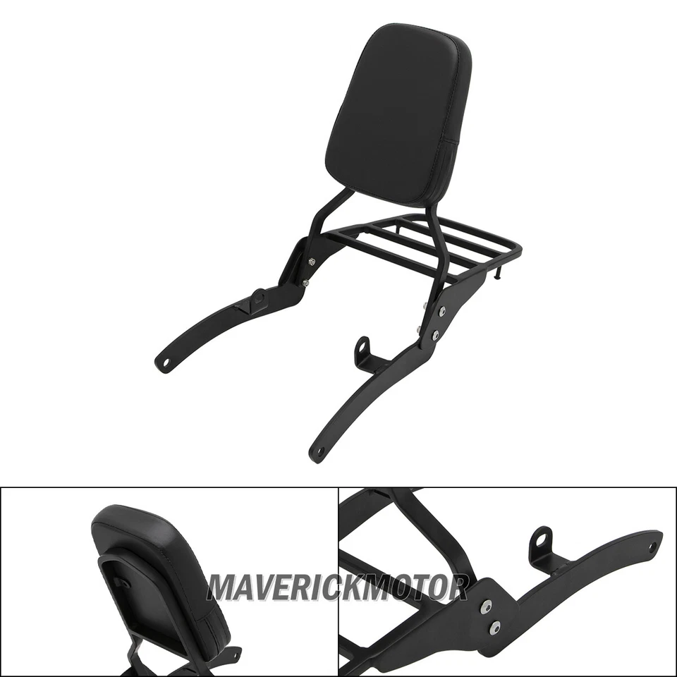 For Yamaha Virago XV400 1987-up XV535 Rear Sissy Bar Backrest Pad + Luggage Rack - Изображение 1 из 4