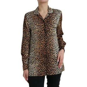 DOLCE & GABBANA Top Brown Leopard Print Long Sleeves Blouse IT40/US6/S 1880usd - Picture 1 of 8