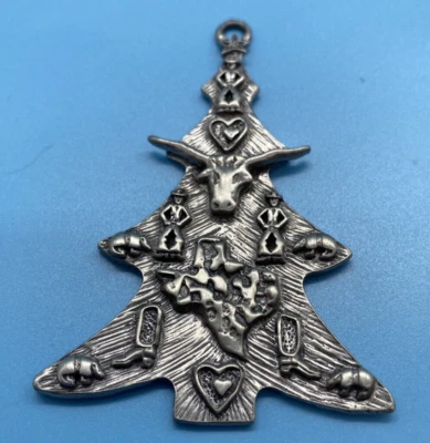 Árbol de Navidad de peltre firmado por Marcie 1987/TEXAS/estilo occidental/de colección Foto 1 de 4