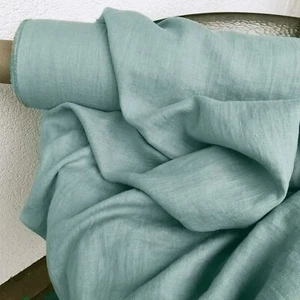 Dusty Aqua Blue Linen Fabric by the Yard – Soft Linen for Sewing, Dresses Fabric - Picture 1 of 1