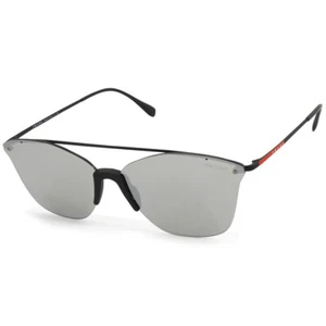 Gafas de sol planas para mujer Prada Sports PS 52US DG02B0 negras/plateadas con espejo - Imagen 1 de 4