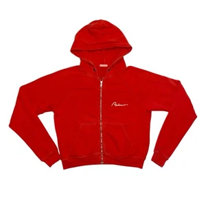 RE/DONE Chain Stitch Zip Hoodie Small Red USA Made Embroidered - Picture 1 of 9