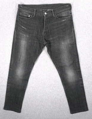 Pantalones de mezclilla elásticos japoneses John Elliott ajustados negros desgastados para hombre 32 (33x29) Foto 1 de 4