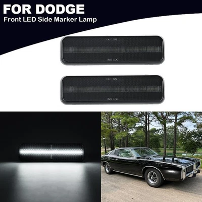 Smoked White LED Front Side Marker Lights For 72-93 DODGE RAM TRUCK RAM CHARGER Foto 1 de 4