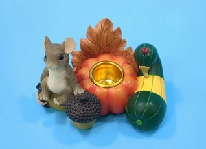 Fitz Floyd Charming Tails Mouse Eichenblatt Kerzenhalter Pumpkin Harvest 93/106 - Bild 1 von 6