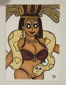 From Dusk Til Dawn Original Sketch Card BS 1/1 ACEO ATC Pinup Art Salma Hayek - Picture 1 of 1