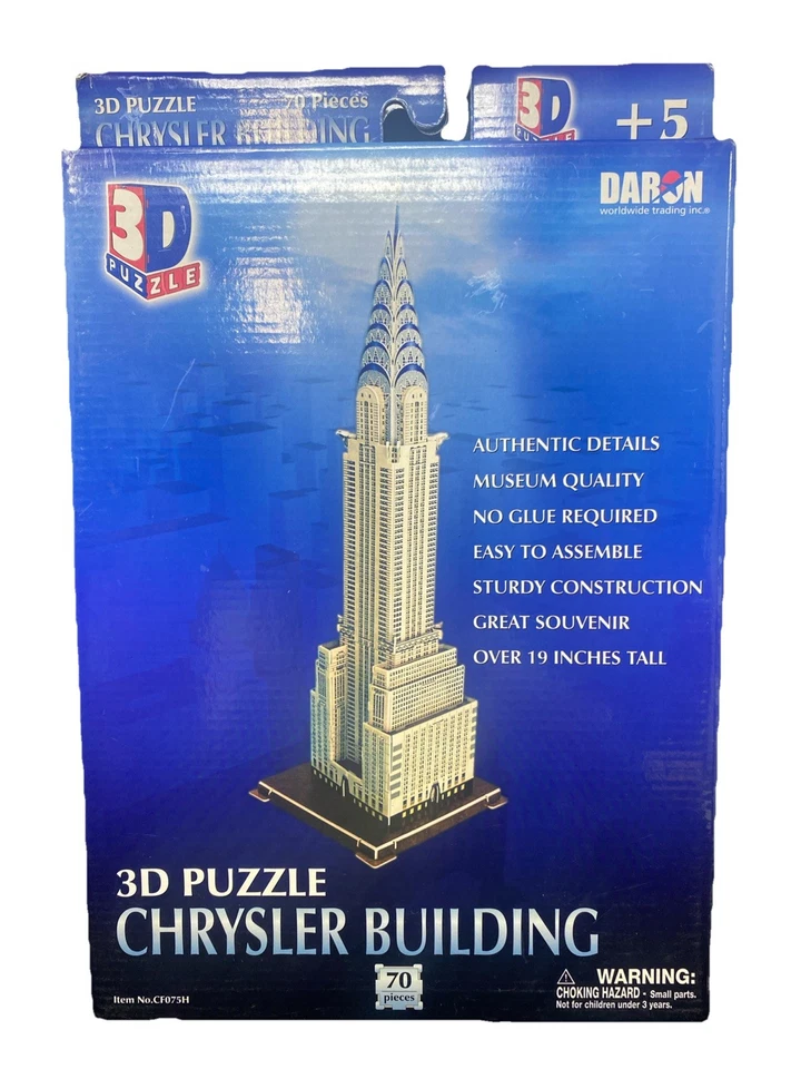 Rompecabezas 3D edificio Daron Chrysler New York Landmark NYC cartón CF075H 19 pulgadas Foto 1 de 2