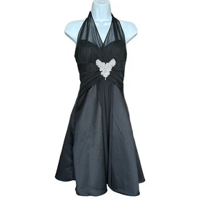 Mini Abito Svasato Vestibilità Vintage Taglia 4 Balletto Tulle Halter Strass Cocktail NUOVO - Foto 1 di 5