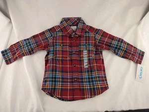 Carters Boy 9 Month Multi Color Plaid Button Up Cotton Shirt - Picture 1 of 10