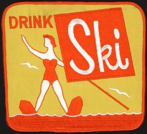 Vintage uniform patch Drink SKI soda pop woman skiing large unused n-mint+ Rare - Picture 1 of 3