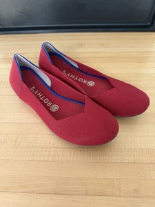Rothys The Flat hellrote Ballerinas rund geschnitten Größe 8 waschbare Slipper Schuhe - Bild 1 von 9