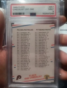 1988 Fleer #657 Checklist 297-390 PSA 9. NICE! - Picture 1 of 2