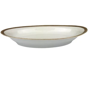O&EG Royal Austria Oval Serving Plate Celery Dish 8’’x4.75’’ White Gold Trim Vtg - Picture 1 of 7