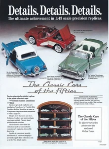 The Classic Cars of the Fifties Franklin Mint Diecast Models Print Ad - Picture 1 of 1