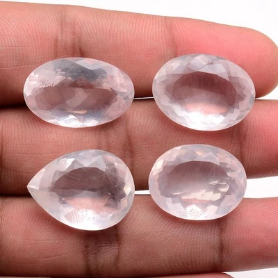 Pink Sparkle~ 4 Pcs Natural Rose Quartz Top Quality 21mm-23mm Untreated Gemstone - Image 1 of 4