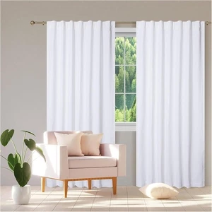 White Cotton Tab Top Curtains 50x84 Set of 2, 84-Inch White Drapes for Living... - Picture 1 of 9