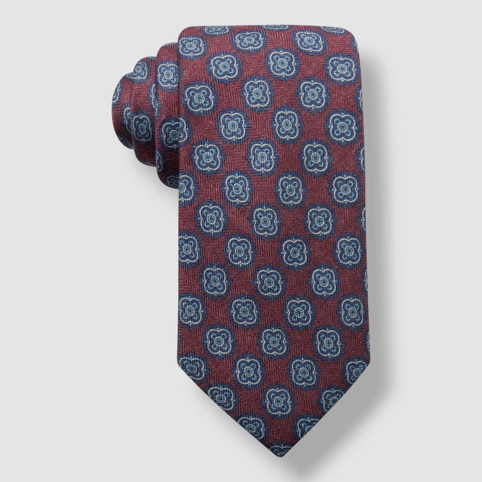 Corbata clásica Bracco medallón de lana rojo azul para hombre Tasso Elba talla 58x3 Foto 1 de 1