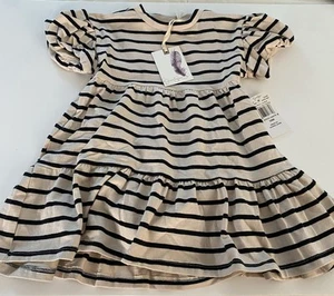 Jessica Simpson Girls Puff Sleeves Black Tan Dress Diaper Cover Size 24mos NWT - Picture 1 of 5