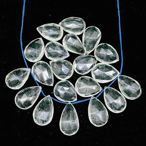 20 Pcs Natural White Quartz 17-20mm Drilled Almonds Loose Untreated Gemstones - Picture 1 of 15
