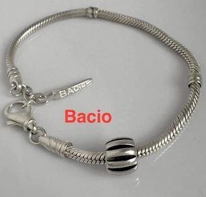 Signed “BACIO Italy 925” Snake Chain Bracelet With Bead Charm - Bild 1 von 21