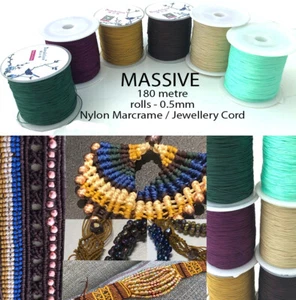 GIANT 180 metre roll 0.5mm width Nylon Cord String Thread for Shamballa Macrame - Picture 1 of 9