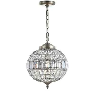 LUSTRE lindo BOLA DE CRISTAL antigo latão elegante GLOBO 16" luz suspensa - Imagem 1 de 4