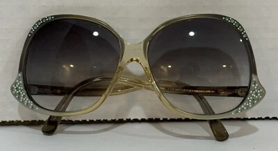 Gafas de sol vintage Van Gogh 25 de gran tamaño con marco de plástico verde transparente estrás Foto 1 de 4