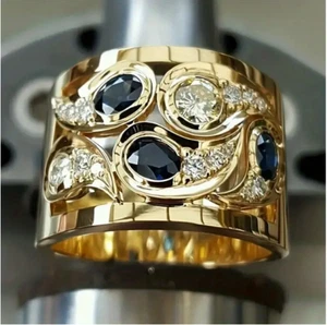 Bohemian Ring with Shiny Synthetic Gemstones - Perfect for Hip Hop Style! - Picture 1 of 6