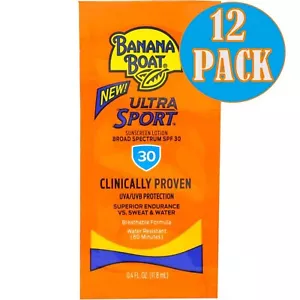 Banana Boat Sport Sunscreen Spf 30 Protection Lotion Travel Packets 12 Packs - Picture 1 of 3