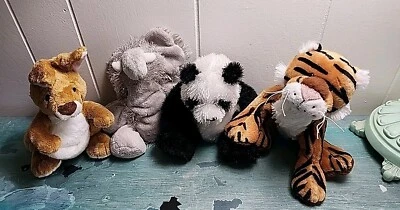 Lot of 4 Ganz Webkinz Plush Stuffed Animals - Tiger, Kangaroo Elephant- NO CODES - Image 1 of 4
