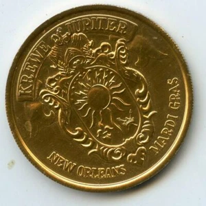 .Mardi Gras Doubloon Krewe of Jupiter 1970 aluminio oro - Imagen 1 de 2