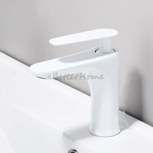 New Cream White Brass Bathroom Wash Basin Mixer Tap Single Handle Sink Faucet - Picture 1 of 9