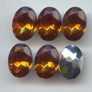 24 TOPAZIO VINTAGE ACRILICO SFACCETTATO 14X10mm GEMME OVALI 6797 - Foto 1 di 1