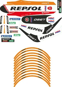 Oset 16" Trials Repsol Decal Set + Wheel Rim Decals Resol 4RT Style Up to 2013 - Picture 1 of 4