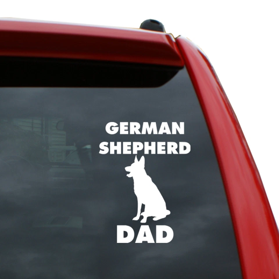 German Shepherd Dog Dad Vinyl Decal Sticker | Color: White | 5 inch Tall - Image 1 of 1