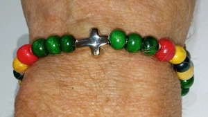 Herren oder Damen Armband mit Heiliges Kreuz Armband runde Körnung bunt mm6 - Bild 1 von 7