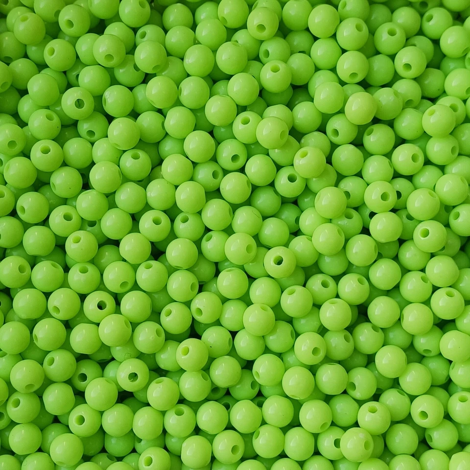 Chartreuse yellow green 6mm Round Acrylic Beads 500pc crafts fishing lures - Image 1 of 1