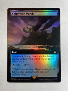 Shipwreck Marsh *EXTENDED ART FOIL*, MTG UB Doctor Who, NM/Never Played, Rare