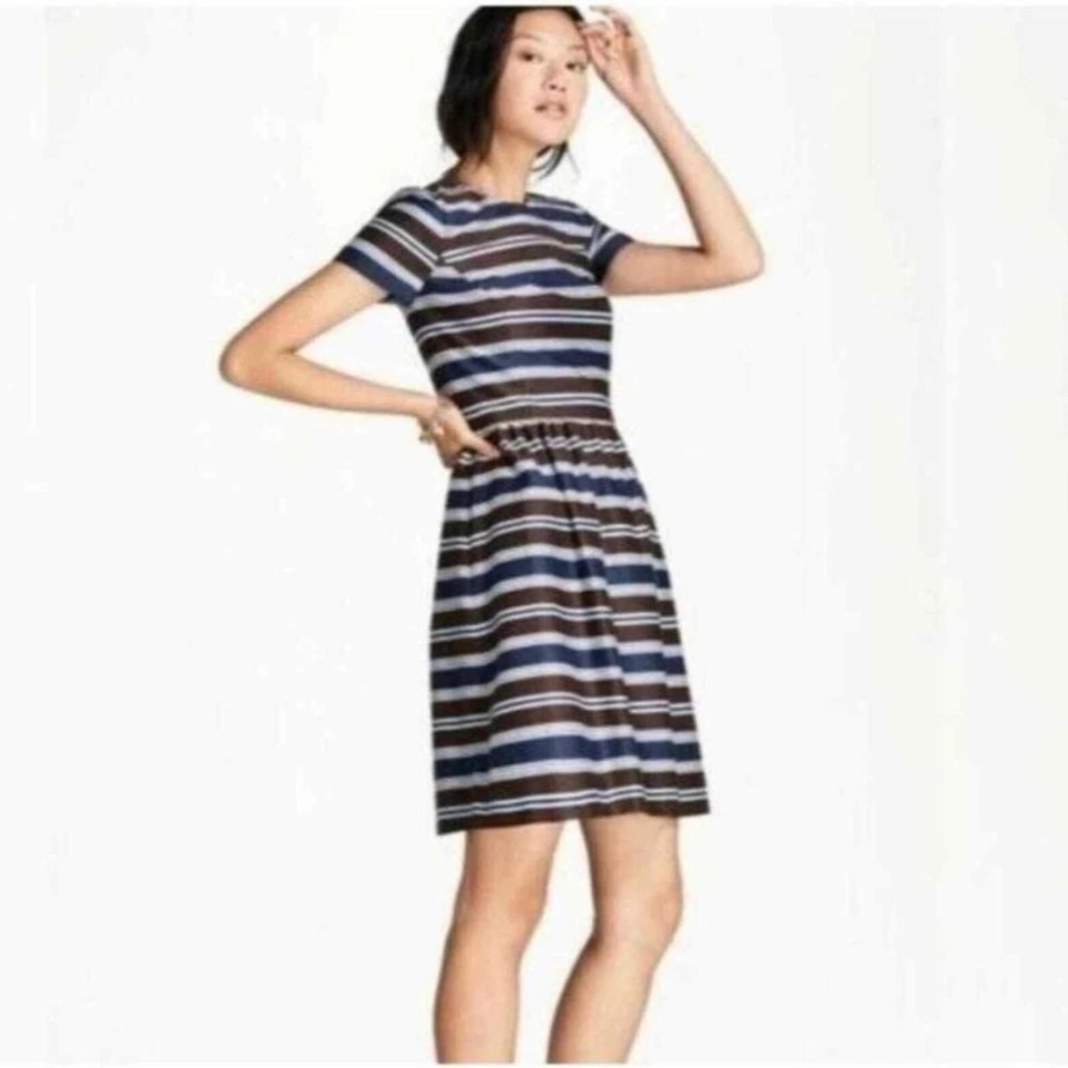 Vestido para mujer Brooks Brothers rojo polar algodón spandex multicolor talla 8 $138 Foto 1 de 4