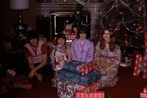 Vintage 35MM Slide Petty Red head kids on Christmas morning 70's - Picture 1 of 2