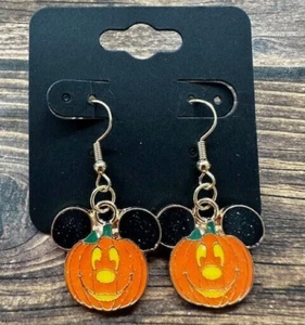 Hypoallergenic Dangle Earrings Halloween Mickey Pumpkin Glitter Fall Jack O  RTS - Picture 1 of 1