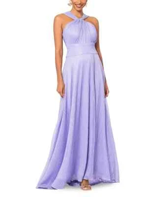 Vestido AQUA Metálico Arrugado Para Mujer 6 Lavanda Torcido Halter Cuello Espalda Cierre con Cremallera Foto 1 de 4