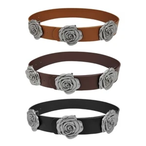 Fashion Skinny Belt Girls Glitter Star Pattern Belt Flower Decoration Waistband - Picture 1 of 11