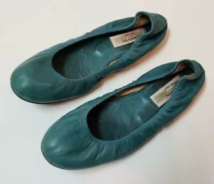 Zapatos planos de cuero turquesa de diseñador LANVIN para damas 37 PARÍS - Imagen 1 de 11