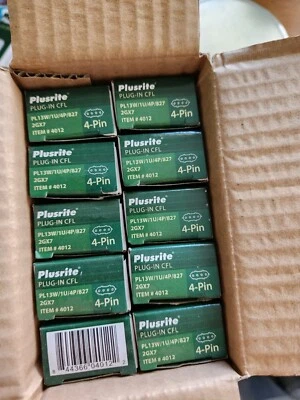 Box of 10 Plusrite Compact Fluorescnt Lamp 13Watt PL13W/1U/4P/827 CF13S/827 2GX7 - Image 1 of 4