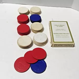 Tarjetas de juego de Dunes Hotel 1978 fui ganador en Las Vegas y 44 fichas de póquer vintage - Imagen 1 de 5