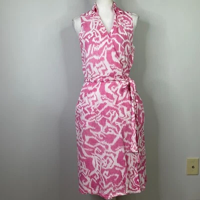 Vestido Pendleton envolvente para mujer talla 6 sin mangas rosa blanco forrado de algodón Foto 1 de 4