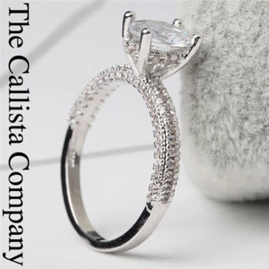 LAB-CREATED D0.84CT OVAL CUT CLEAR 3A+CZ S925 STERLING SILVER RG SZ 6-9 ✓ - Picture 1 of 2