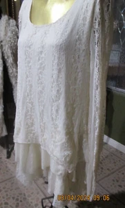 INDIGO SOUL!PRETTY! LACE LONG TOP ARE SHORT DRESS! LONG SLEEVES! SIZE L - Picture 1 of 8